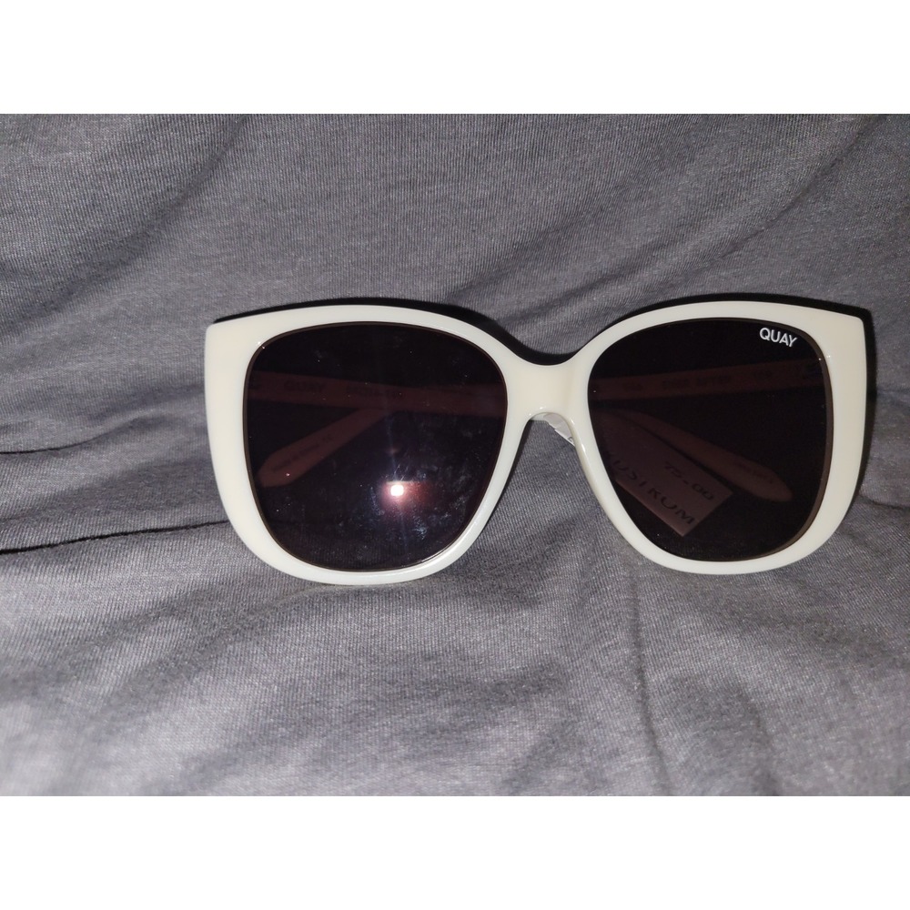 Quay Ever After Oversized White Frame Black Tinted Women's Sunglasses - Picture 3 of 3